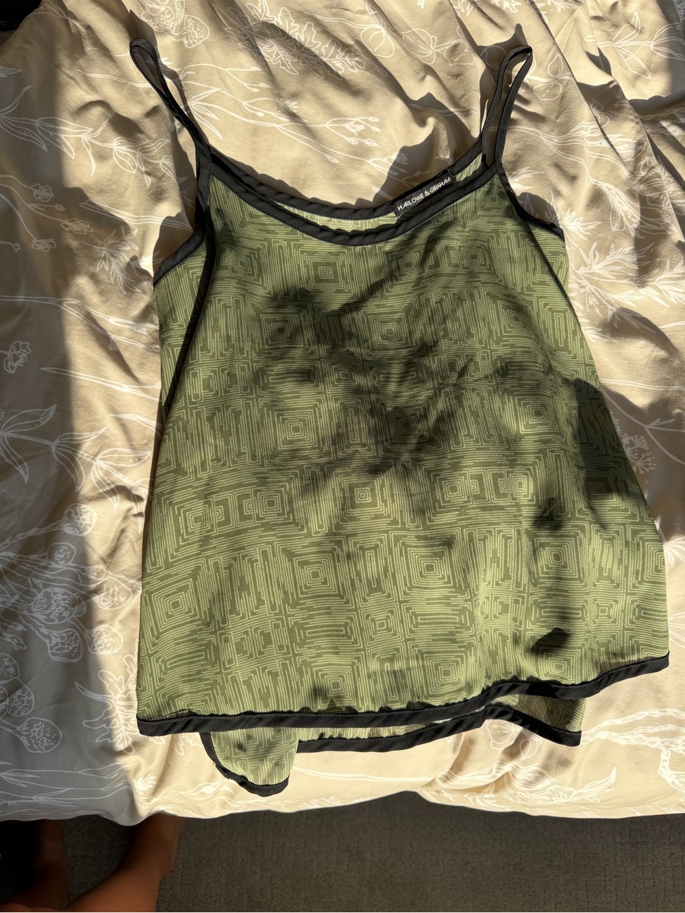 Olive Green Geometric Cami Tank Top - Harlowe & Graham